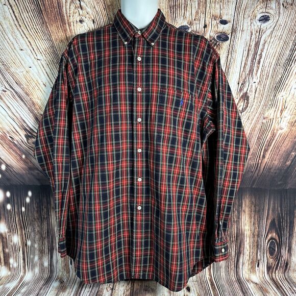 Ralph Lauren BLAIRE Mens Size Large Red Blue Long Sleeve Button Down Dress Shirt - Picture 2 of 8